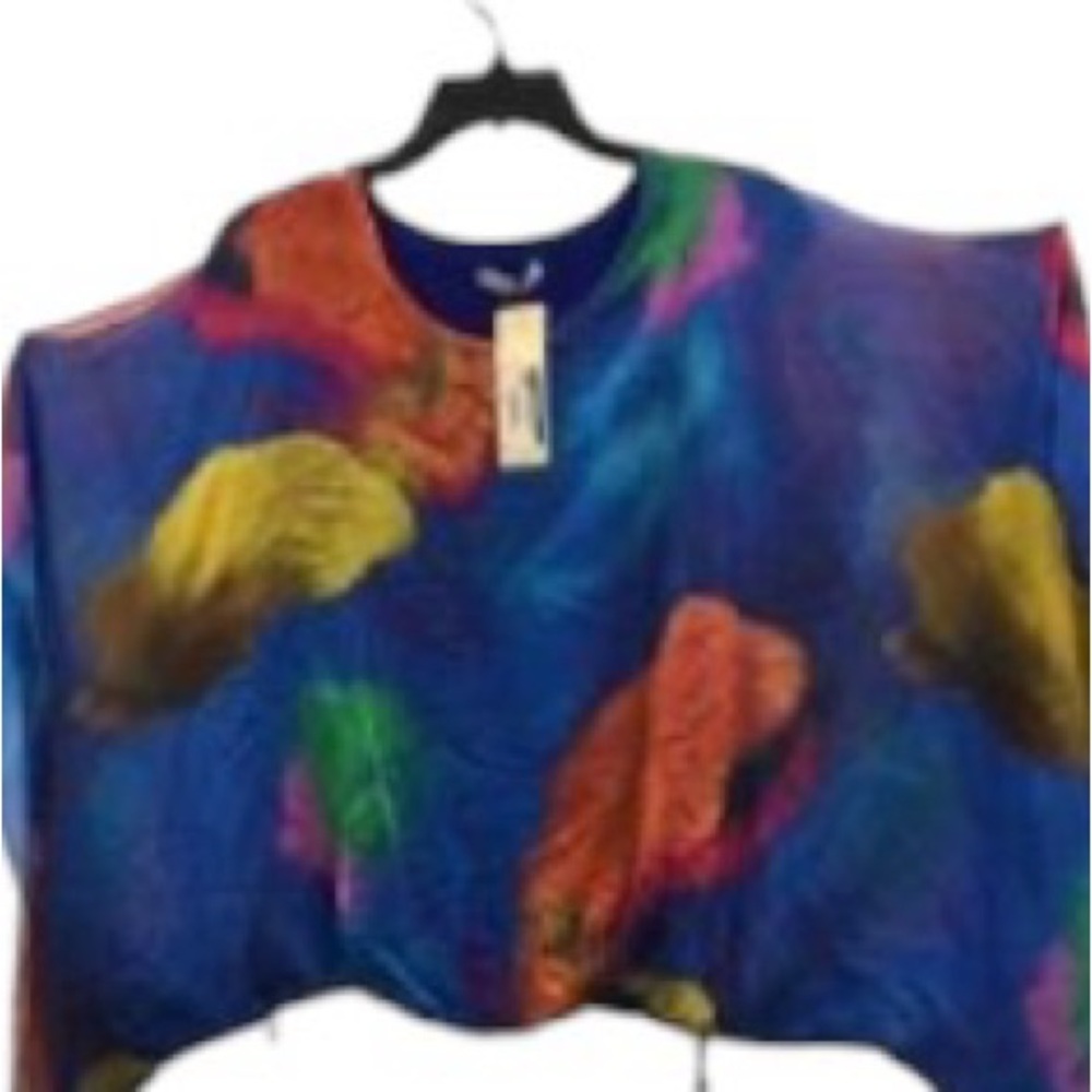 - Blue Multi. Cape Style Chiffon Top , Italy, NWT